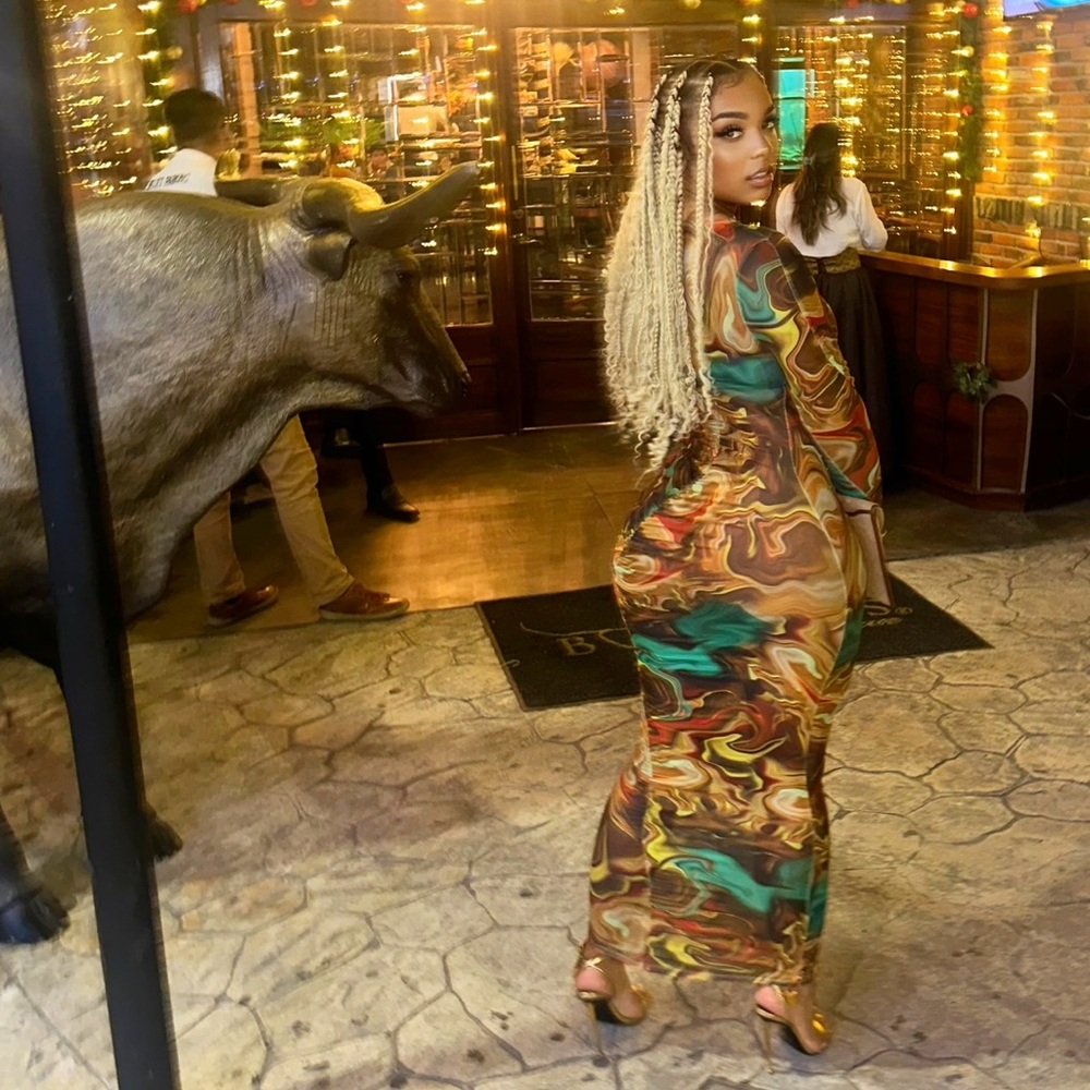 Multicolor Abstract Maxi Dress